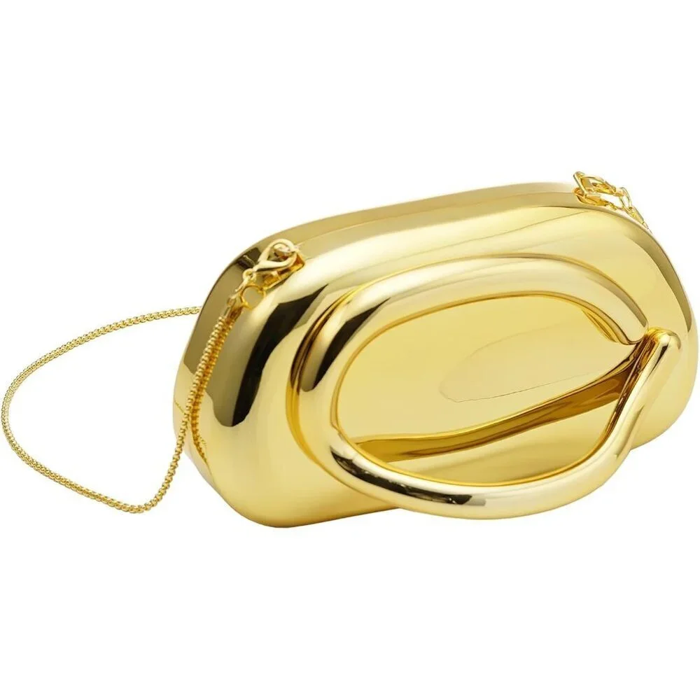 Women's Gold Acrylic Zipper Magnetic Closure Shoulder Wedding Crossbody Clutch